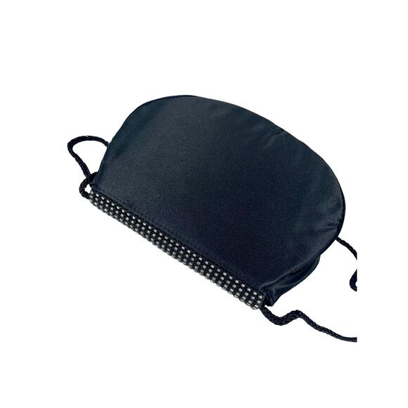 Vintage 70s Lady Priscilla Black Satin Clamshell Clutch Purse - Picture 6 of 10